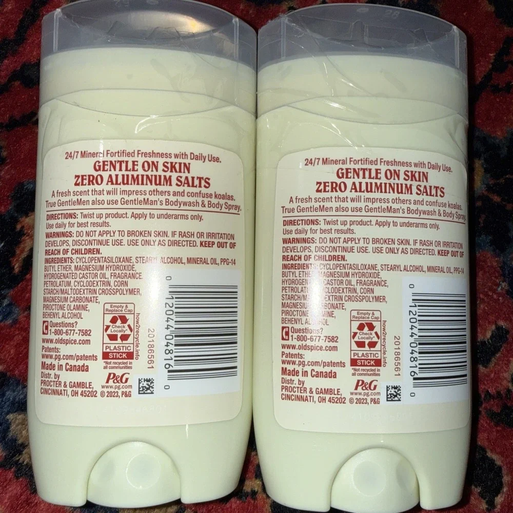 Old Spice GentleMan's Blend Deodorant X2 Eucalyptus with Coconut Oil, Aluminum F